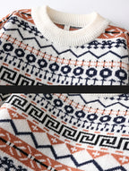 Autumn/Winter Men's Vintage Jacquard Knit Sweater with Ethnic Style Geometric Rhombus Pattern, Crew Neck Pullover, Casual and Trendy Regular Fit for Daily Outerwear or Base Layer - Black