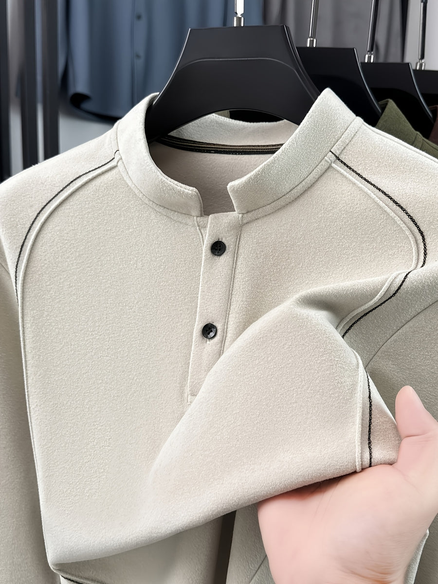 Father's Day Gift for Men 2026 Spring New Arrival Three-Layer Sweatshirt, Heavy-Duty Stitching with Double-Sided Cationic, Essential Business Commute Wear - Beige gray