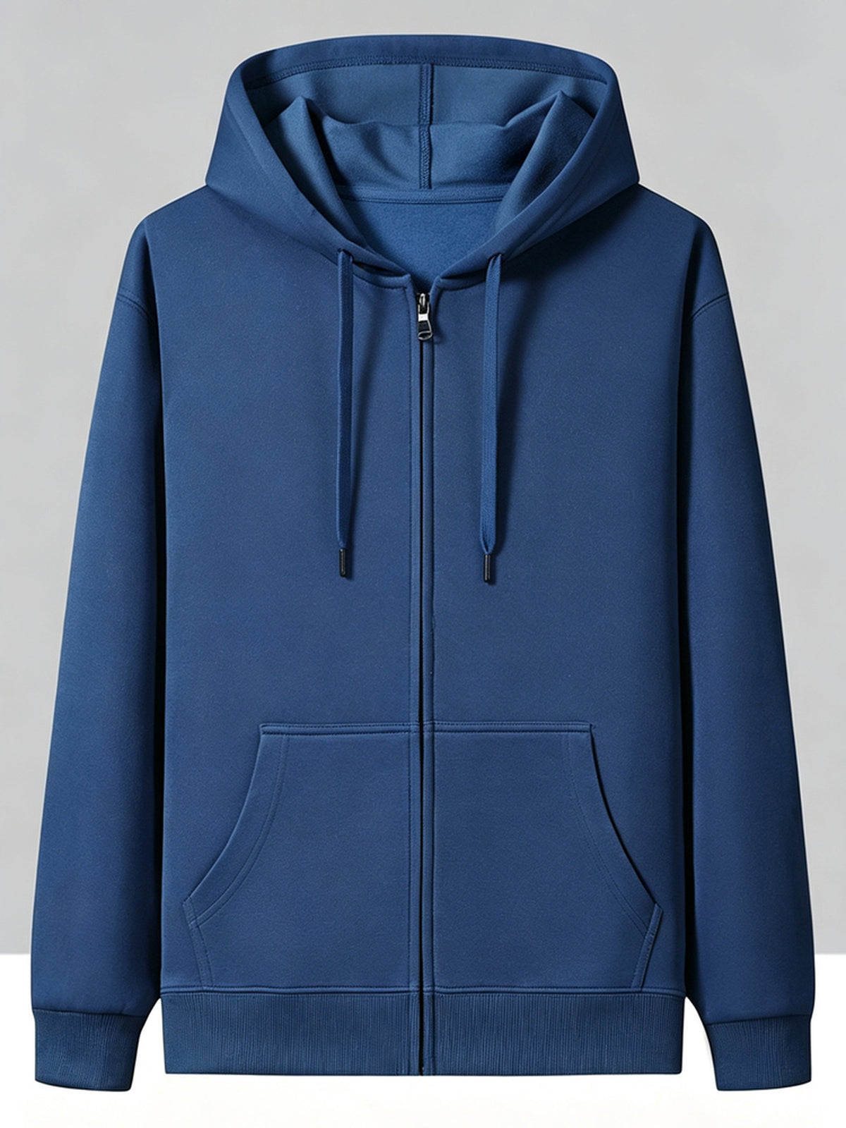 New Men'S Hoodie, Spring Autumn Fashion Casual Top Jacket, Hooded Zipper Athletic Glossy Sweatshirt - Royal Blue