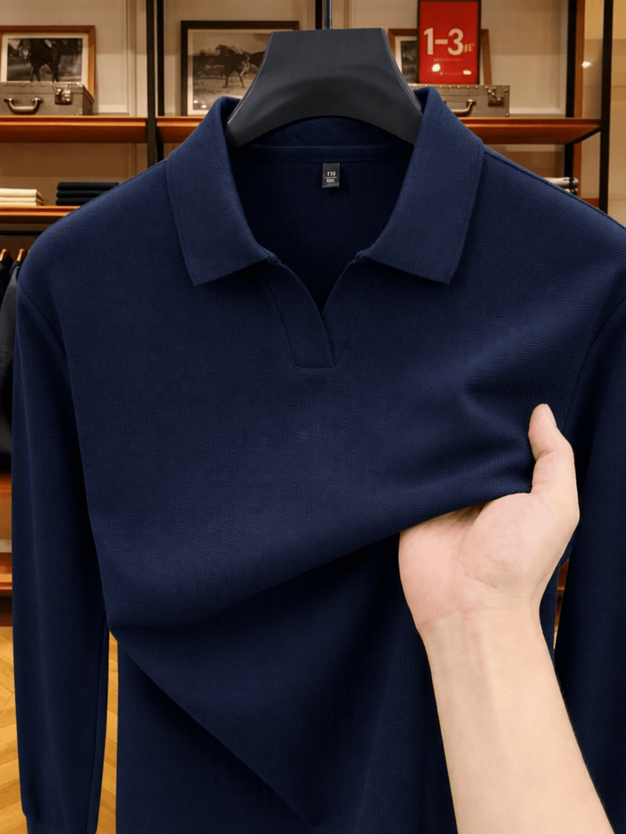 Men'S Clothing Christmas Gift Father'S Day Golf Fishing Tennis Sports Stylish Long Sleeve Polo Shirt Spring New Pure Men'S Lapel T-Shirt Business Casual Loose Top Middle Age Dad Men Daily Outdoor Wear - On Cyan
