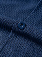 Men'S Spring Autumn New Waffle Check Blazer Collar Cardigan Single Button Double Pocket Business Casual All-Match Long Sleeve Jacket, Knit Soft Comfortable Fashion Solid Color Outerwear Suitable for Daily Outings, Dates, Holidays, And Travel - navy blue (upgraded model)