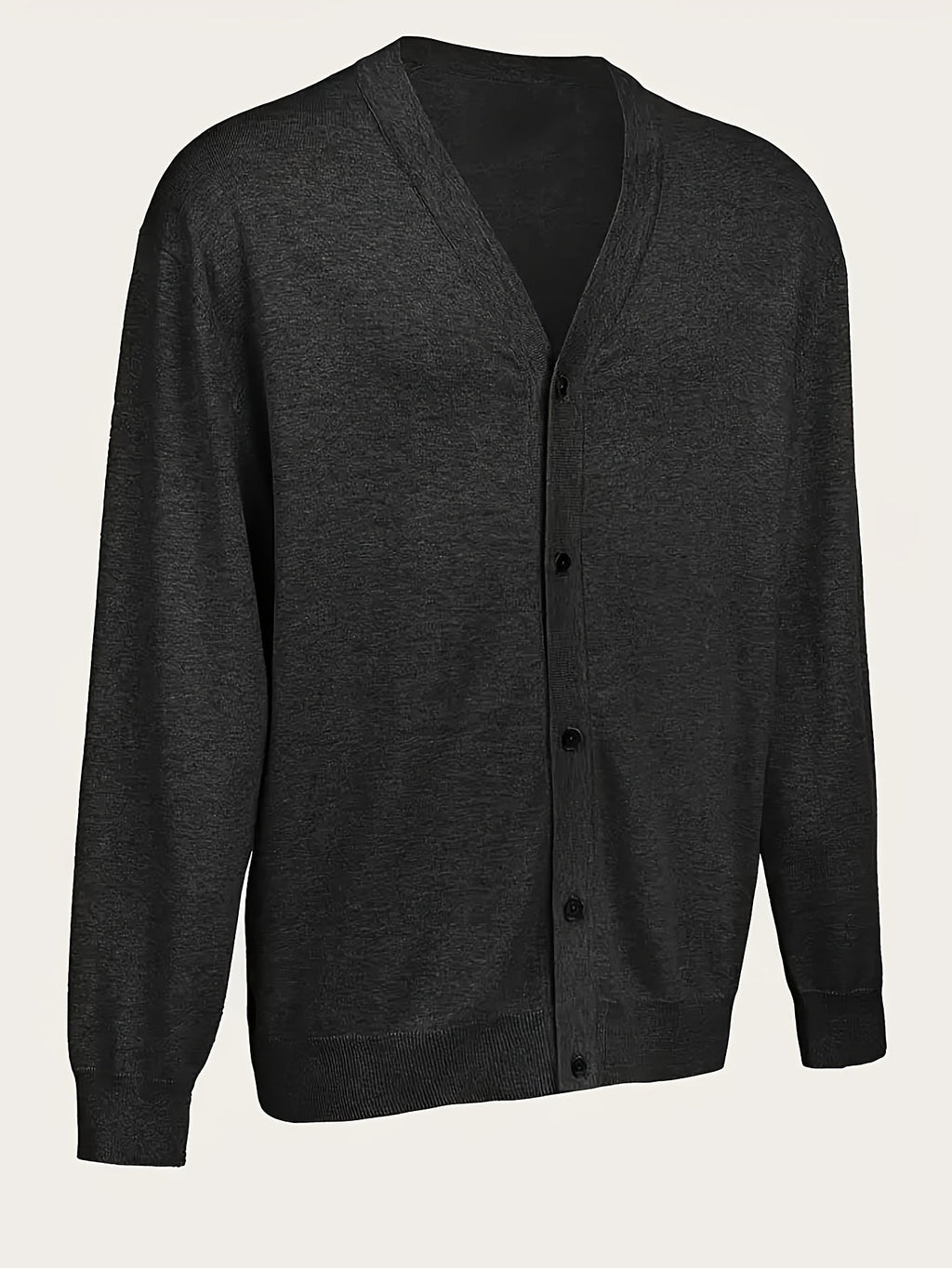 Men's Classic V-Neck Sweater - Elegant Button-Front Cardigan, Soft Knit Sweater for Fall/Winter, Office & Formal Events - Easy-Care Everyday Chic Sweater Coat, Sweater Cardigan, Winter Wardrobe Essential, Modern Vneck Design, Solid Color Design - Black