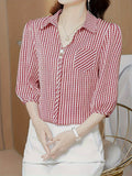 Fashion Short-Sleeve Printed Shirt for Women () - Brick Red