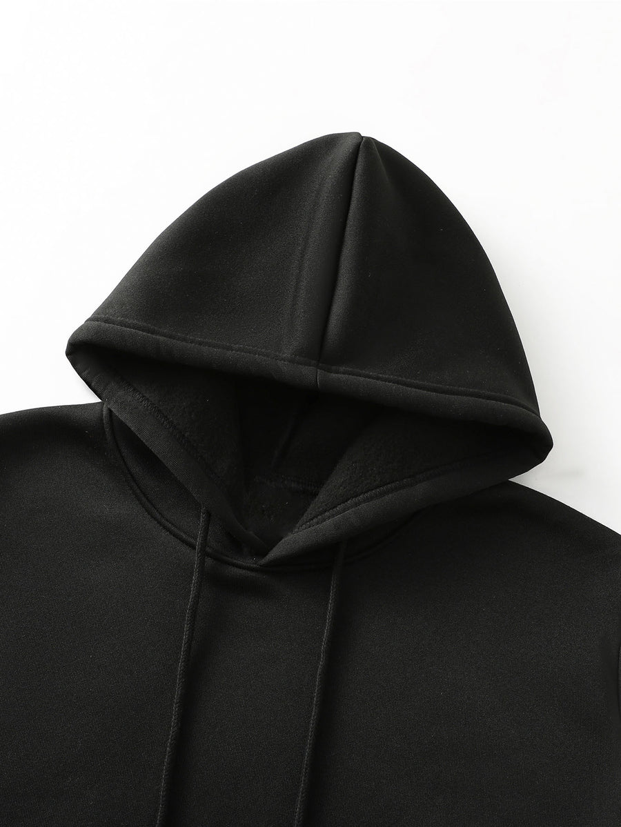 Men's Fashionable Trendy Hooded Casual Sweatshirt, -Lined for Autumn/Winter, American Style for Christmas and Halloween Outings - Black