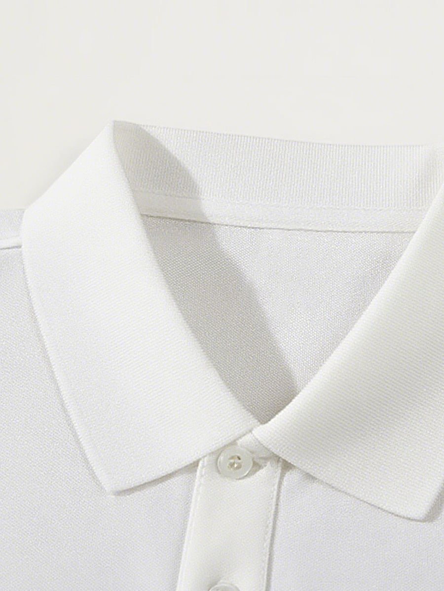 Men's Vintage Polo Shirt Short Sleeve Lapel Collar with Logo Letter Print - Retro Brand Logo, Machine Washable Regular Fit Casual Streetwear Suitable for Office, Semi-Formal & Casual Attire - White