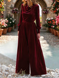 Velvet Jumpsuit for Women, Bridesmaid Dress, Wedding Guest Jumpsuit, Evening Jumpsuit - Burgundy