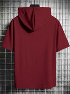Men's Hooded Short-Sleeve Dark Graffiti Joker Print, a Summer Essential for Men. Features a Comfortable Patterned Print, Suitable for Multiple Occasions, and Is the Top Choice for Fitness and Outdoor Sports Enthusiasts - Burgundy