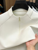 Men's Half-Zip Stand Collar Long-Sleeve Base Layer Shirt, Half-Zip Stand Collar Design, Simple and Professional, Adjustable Neckline Opening. -SINBOS - Off-white