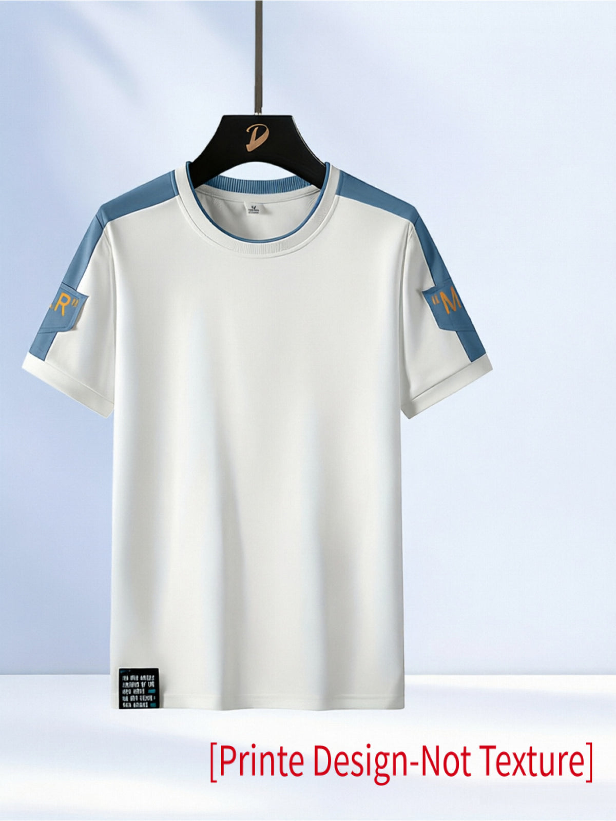 Printed Design - Non-Textured Men's Fashion T-Shirt, Men's Summer Patchwork Short-Sleeve T-Shirt, Summer Casual Sport Crew Neck Top for Men, Trendy Stretchy Breathable Versatile T-Shirt for Men, Suitable for Summer Street Sport Casual Wear, Can Be - Mixed colors