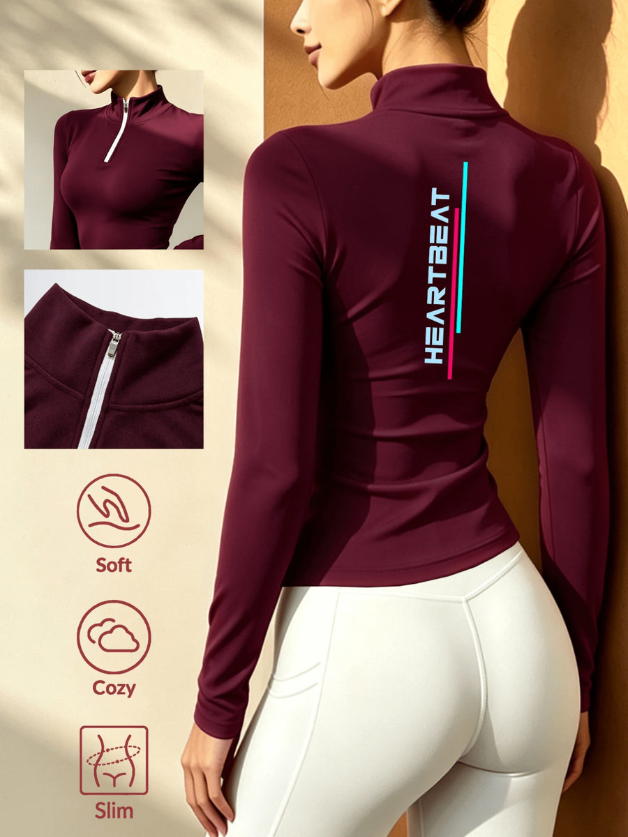 Women'S Soft Zipper Inner Top, Perfect for Cold Autumn And Winter Like Cycling, And Fitness - Burgundy
