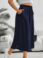 Women'S Fashion Wide Leg Pants - Navy Color