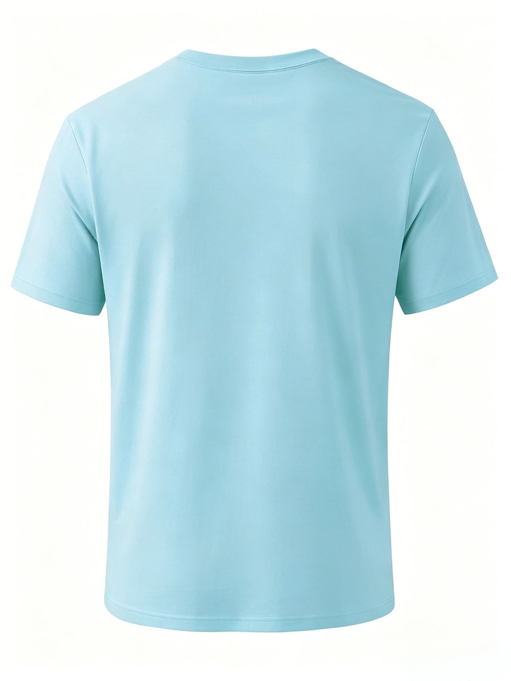 Men'S Patchwork V-Neck Short Sleeve T-Shirt, Suitable for Summer Outdoor Casual Wear, Casual Versatile Knit Top - Sky Blue 2