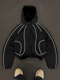 Men's Lightweight Hooded Zip-Up Jacket with White Drawstrings, Thin Style, Suitable for All Seasons, JK5689 - Black