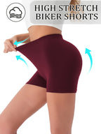 [ Shorts] 1pc Biker Shorts for Women, Non-See-Through Leggings, 5.08cm Inseam, Tight Fit, High Elasticity For, Cycling Shorts - Burgundy