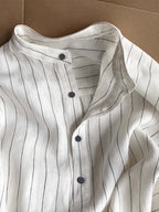 Men'S Stand Collar Linen Comfortable Casual Long Sleeve Shirt - White