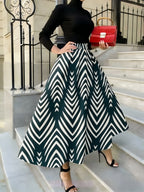 Fashion Casual Printed Skirt | All-Over Print, Suitable For All Seasons - Green