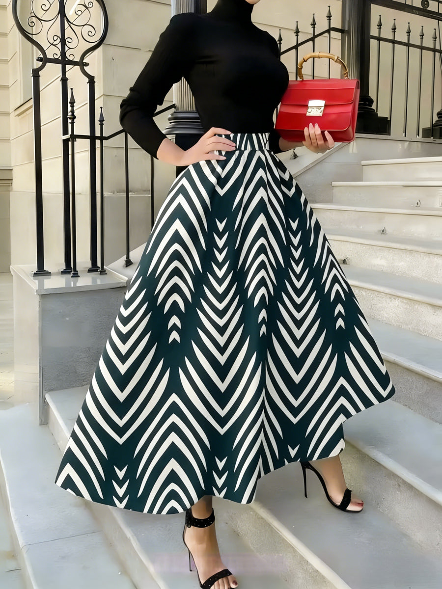 Fashion Casual Printed Skirt | All-Over Print, Suitable For All Seasons - Green