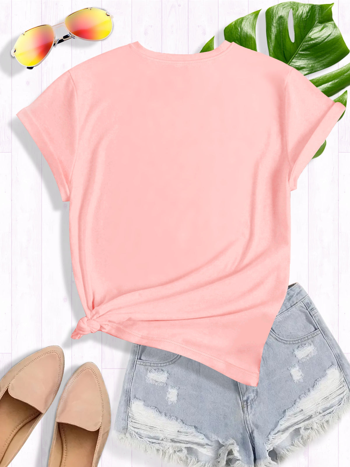 Smiling Letter Small Flower Series 3pcs Mixed Pack, Family Pack, Sisters Pack, Printed Fashion Vintage Style Women's Summer Casual Sporty Style Round Neck Short Sleeve T-Shirt, Multiple Colors Available, Sizes S-XXL - Pink Black Red