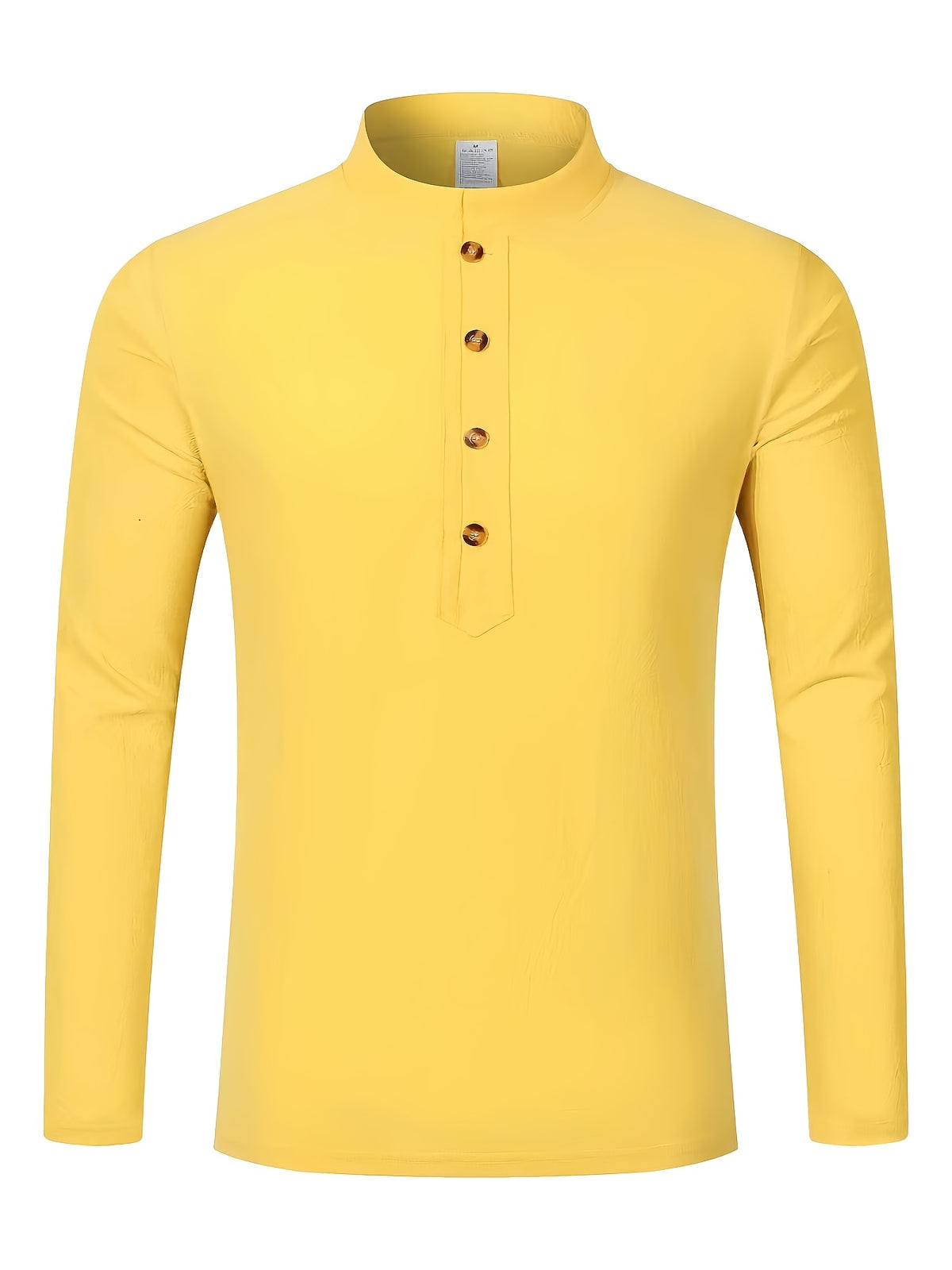 Men'S Fashion Autumn New Long Sleeve Shirt Loose Casual Solid Color Individualistic Shirt, New Season - Yellow