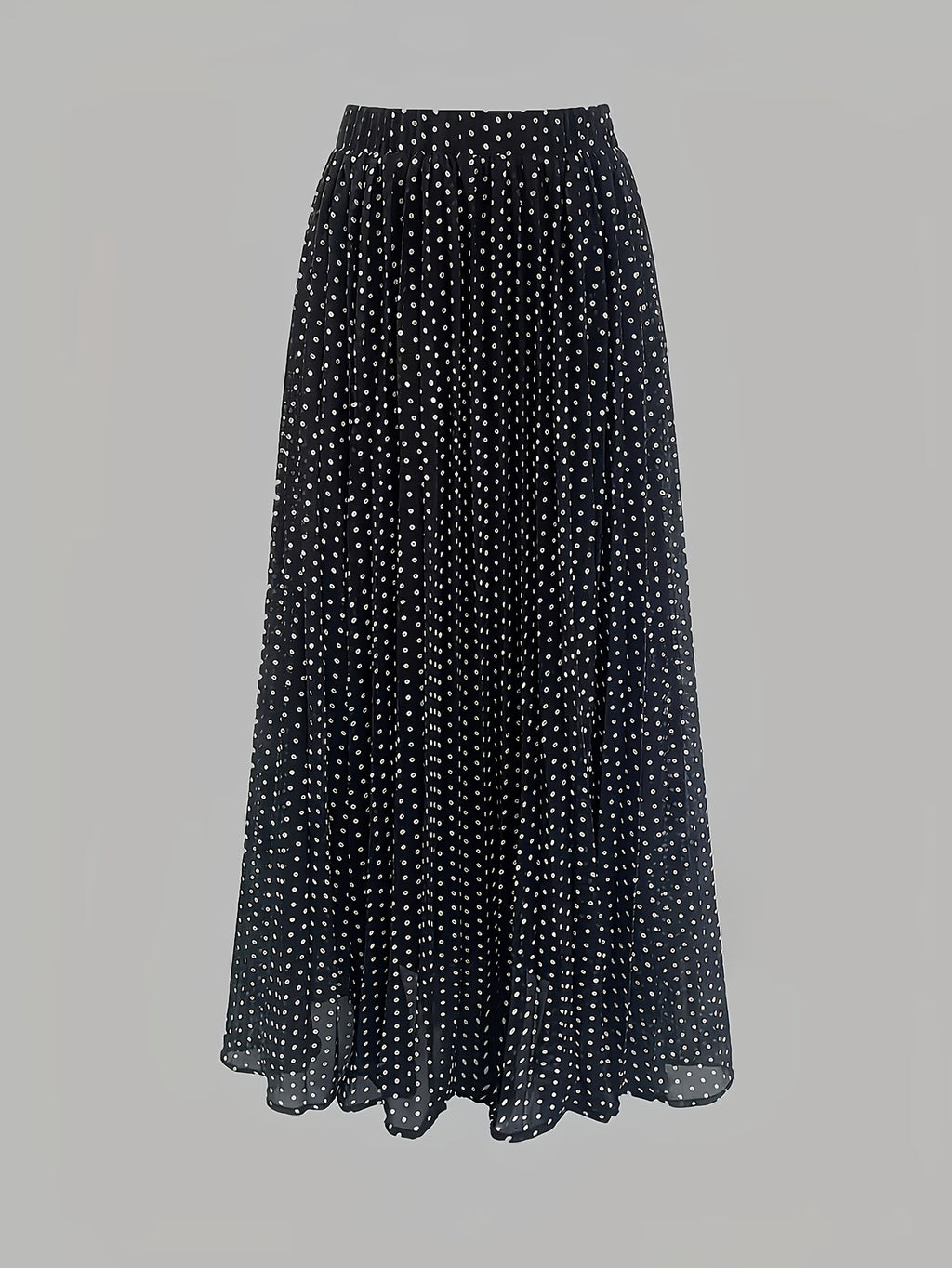 Fashionable Women's Vintage Polka Dot Print Skirt for Spring/Summer - Black