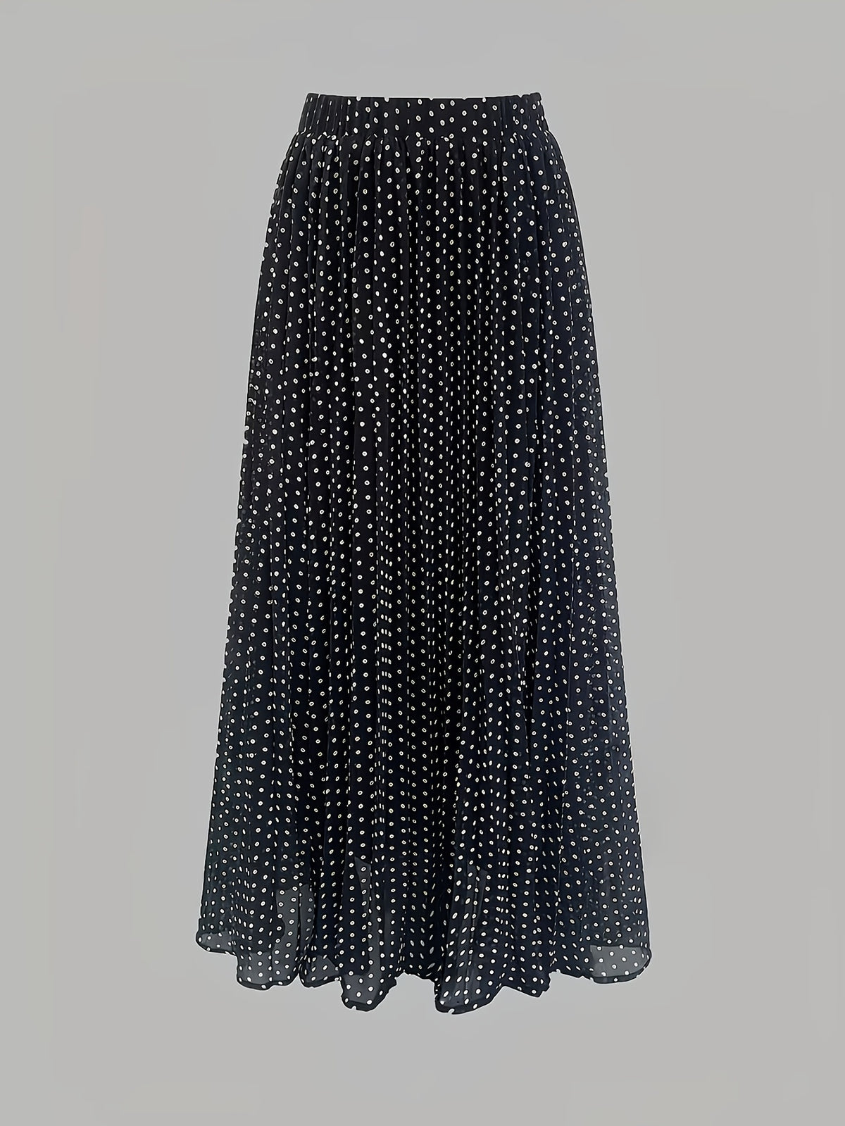 Fashionable Women's Vintage Polka Dot Print Skirt for Spring/Summer - Black