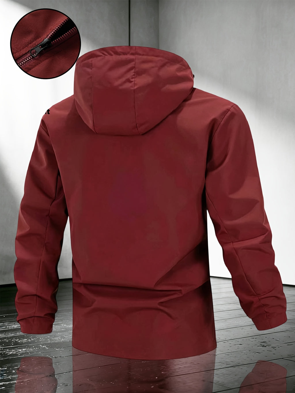 Men'S Solid Color Hooded Jacket | Solid Multi-Functional Style Lightweight Trench Coat, Suitable for Spring And Autumn, for Daily Commute And Street Style; Universal Fit, Regular Fit. -5639 - Burgundy