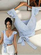 Elegant Women's Striped Summer Tank Top Shirt - Mixed colors