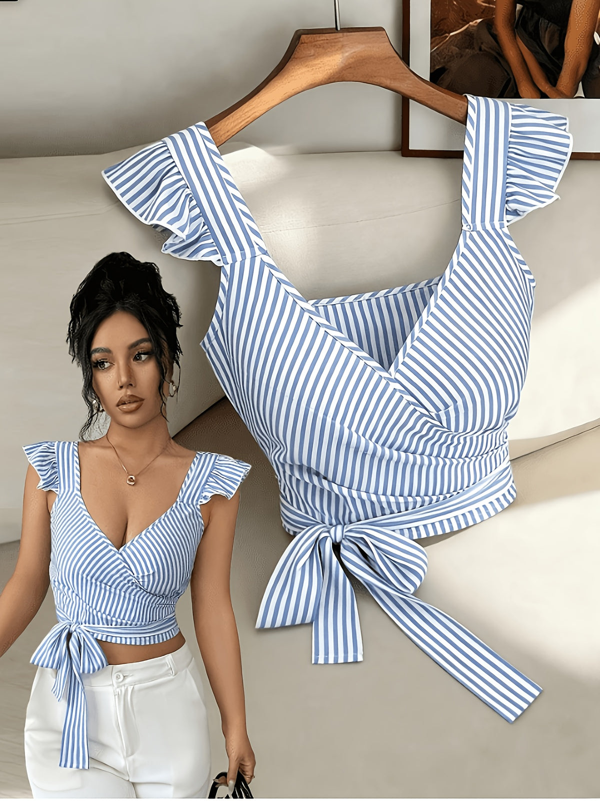 Elegant Women's Striped Summer Tank Top Shirt - Mixed colors