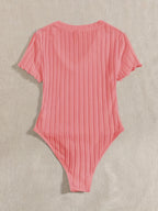 Lettuce Border Ribbed Bodycon Dress - Watermelon Red