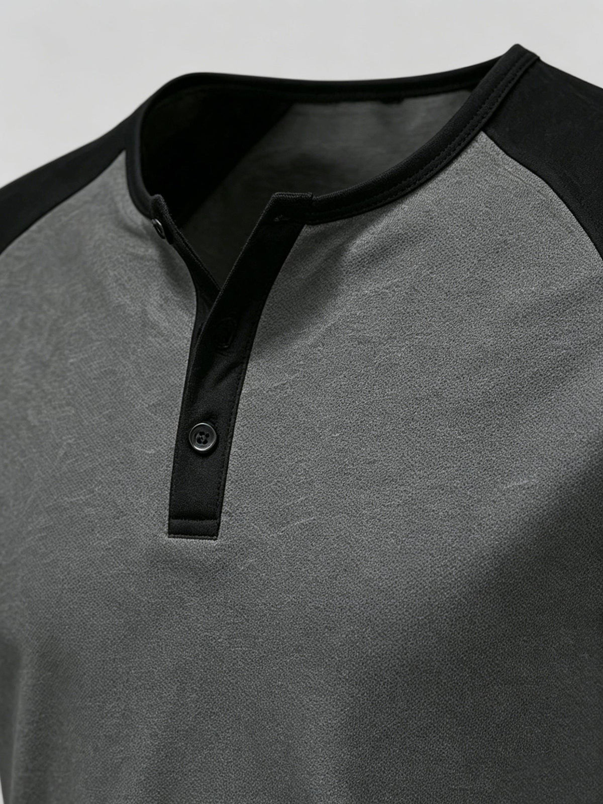 5-Pcs Summer Men'S Short-Sleeve T-Shirt, Raglan Sleeve Henley Shirt, Multi-Color Solid Casual Sports Top, Button-Up Round Neck Shirt - Dark Gray