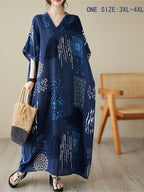 Plus Size Elegant Temperament Loose Comfortable Casual Home Dress, Holiday Travel Leisure Vacation Home Robe - Mixed colors