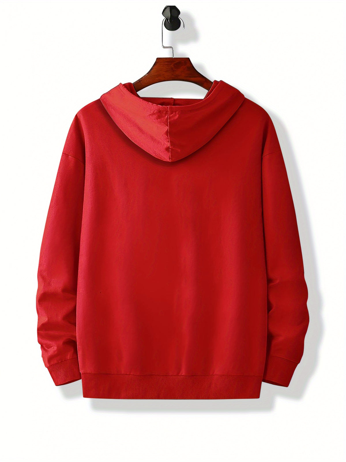 Print, Men'S Casual And Cozy Hoodies, Trendy Long Sleeve Hooded Sweatshirt, Casual Versatile Top for Autumn Winter - Red