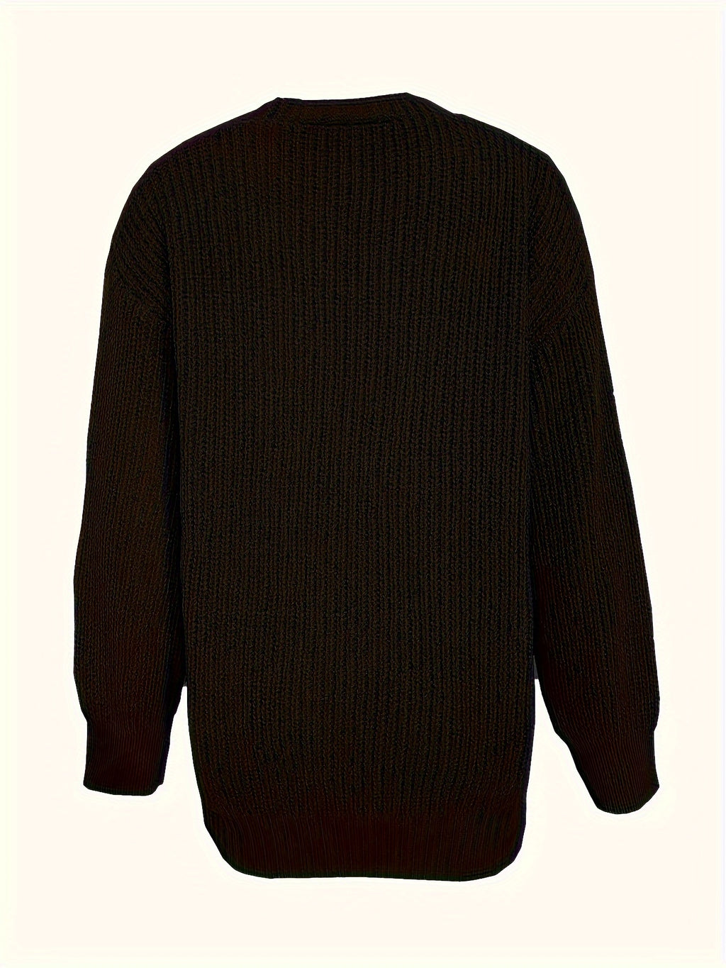 Women'S Autumn Winter New V-Neck Single Button Long Sleeve Solid Color Cardigan - Black