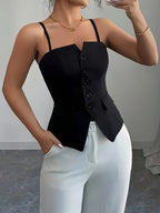 Women'S Cami Vest Solid Color New Elegant Cami - Black