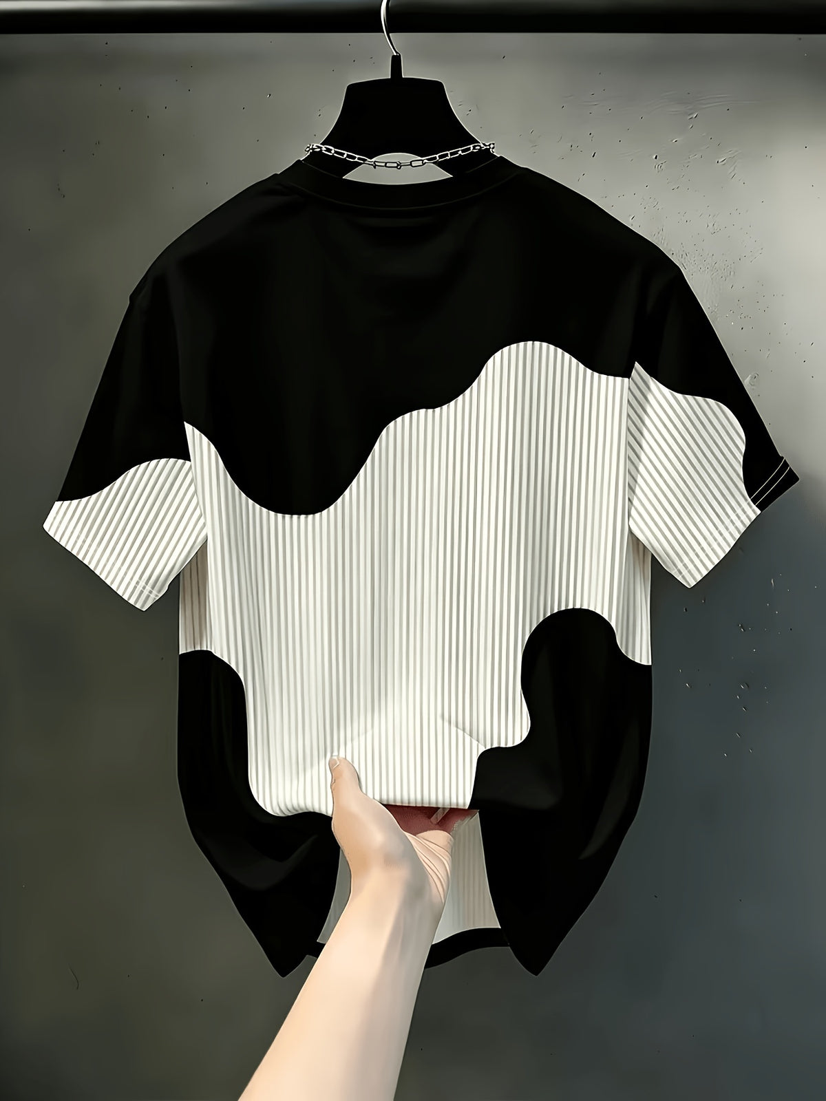 Printed Design Not Textured Men's Casual Crew Neck T-Shirt - Geometric Pattern Patchwork Stripe Design Chicago Print - Draping Full-Season Regular Fit for Daily and Formal Wear, Comfortable and Durable Fabric, Gift for Teens and Adults - Mixed colors