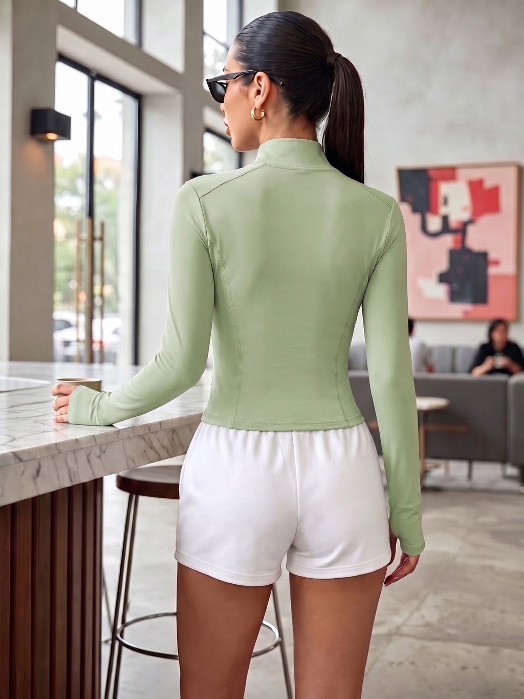 Ymjiglea Sporty Casual Style Slim-Fit Zipper Jacket, Four Seasons Versatile Stand Collar Jacket,, Sleek, and Comfortable - Yellow-green