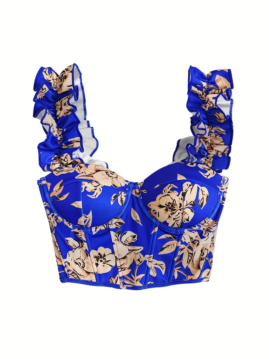 New Sexy Party Hot Backless Embroidered Top Patchwork Button-European Women'S Fashion Camisole Small Vest - Royal Blue
