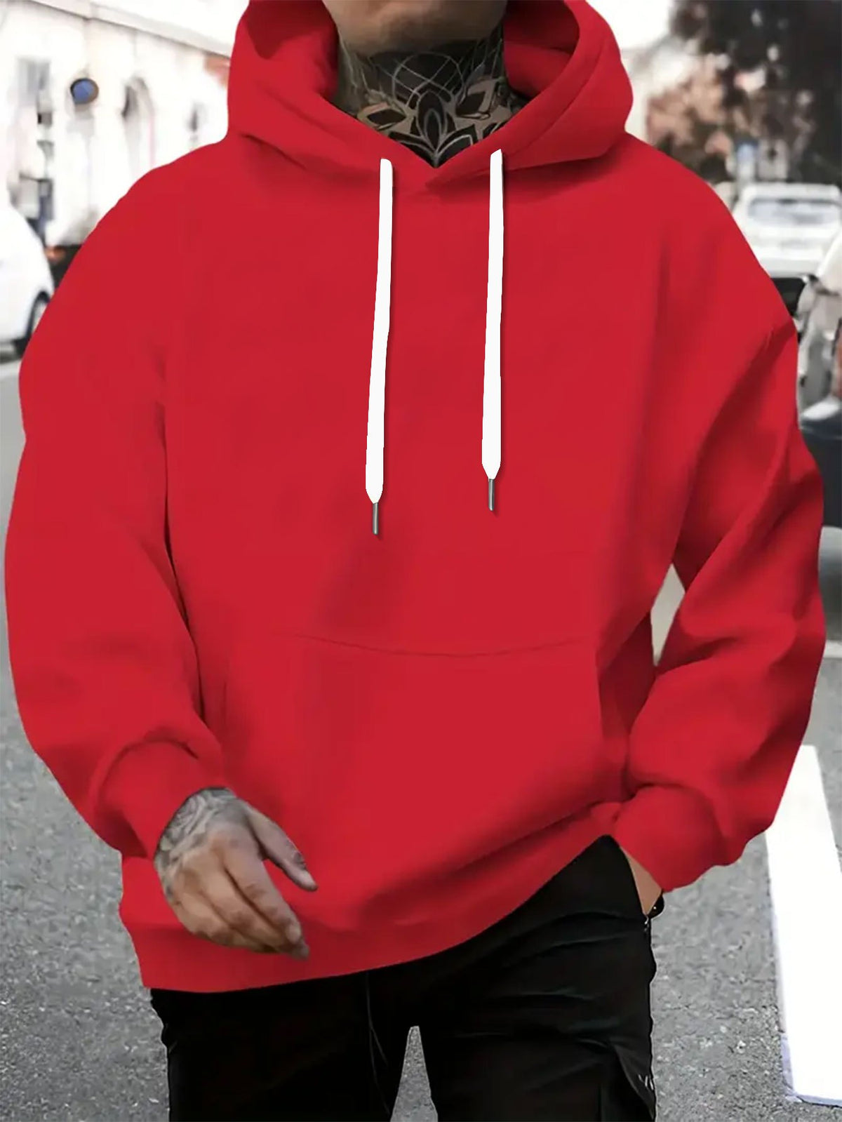 Warner Men's New Trendy Hoodie, Warner's Batman IP Co Branded Batman Villain Collection Printed Hoodie, Casual Daily Drawstring Hoodie, Long Sleeved Pullover, Machine Washable, Versatile Sports Casual Loose Men's Casual Hoodie, Front Kanga - Red