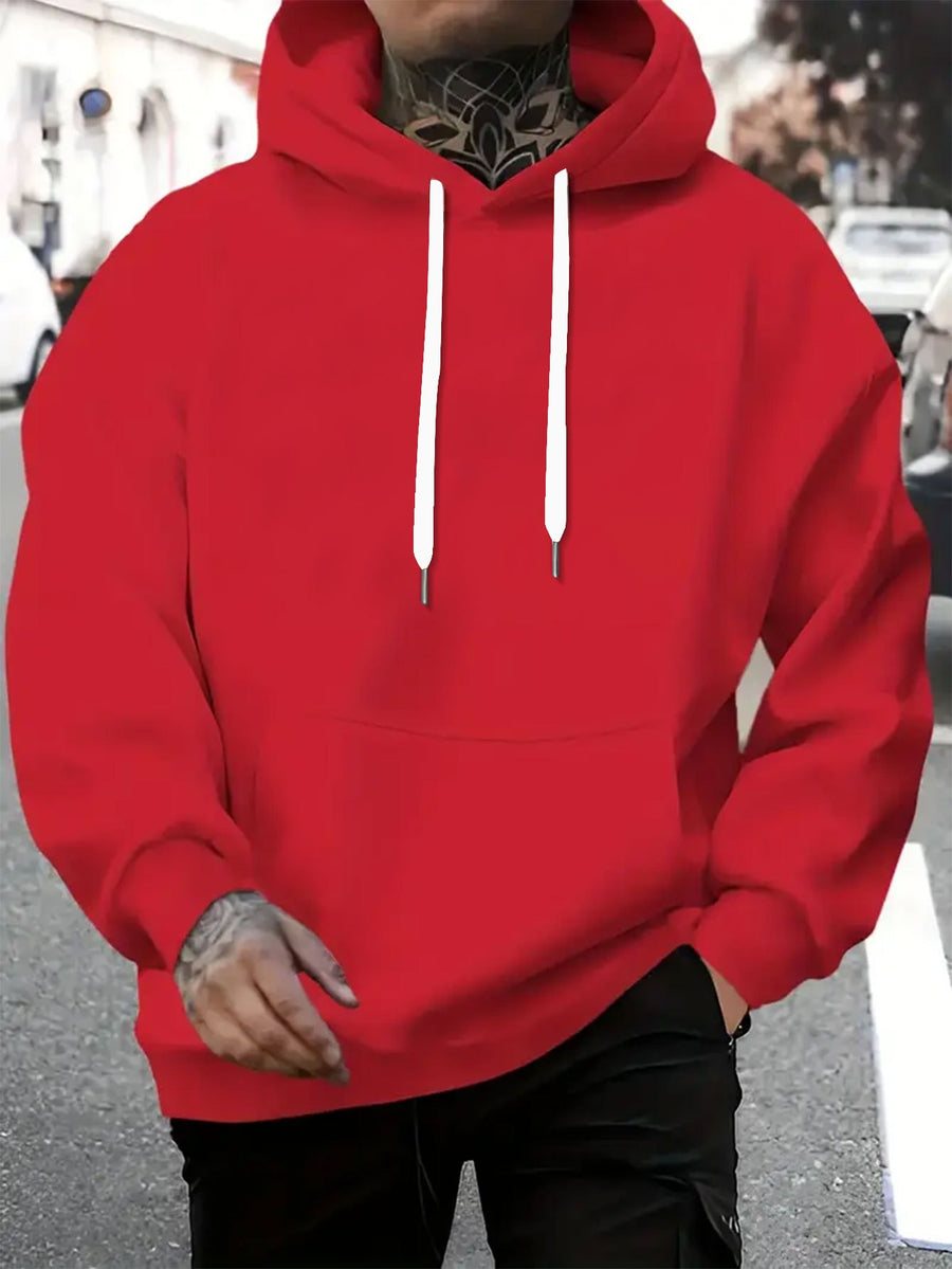 Warner Men's New Trendy Hoodie, Warner's Batman IP Co Branded Batman Villain Collection Printed Hoodie, Casual Daily Drawstring Hoodie, Long Sleeved Pullover, Machine Washable, Versatile Sports Casual Loose Men's Casual Hoodie, Front Kanga - Red