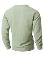 Japanese Texture Pleated Linen Athletic Long Sleeve Men'S Size Large V-Neck Loose Commuter Fitness Outerwear Lightweight Sunscreen Base Layer Summer Non-Stuffy Sunscreen Long Sleeve Loose V-Neck Linen Men'S Casual Athletic T-Shirt - Yellow-green