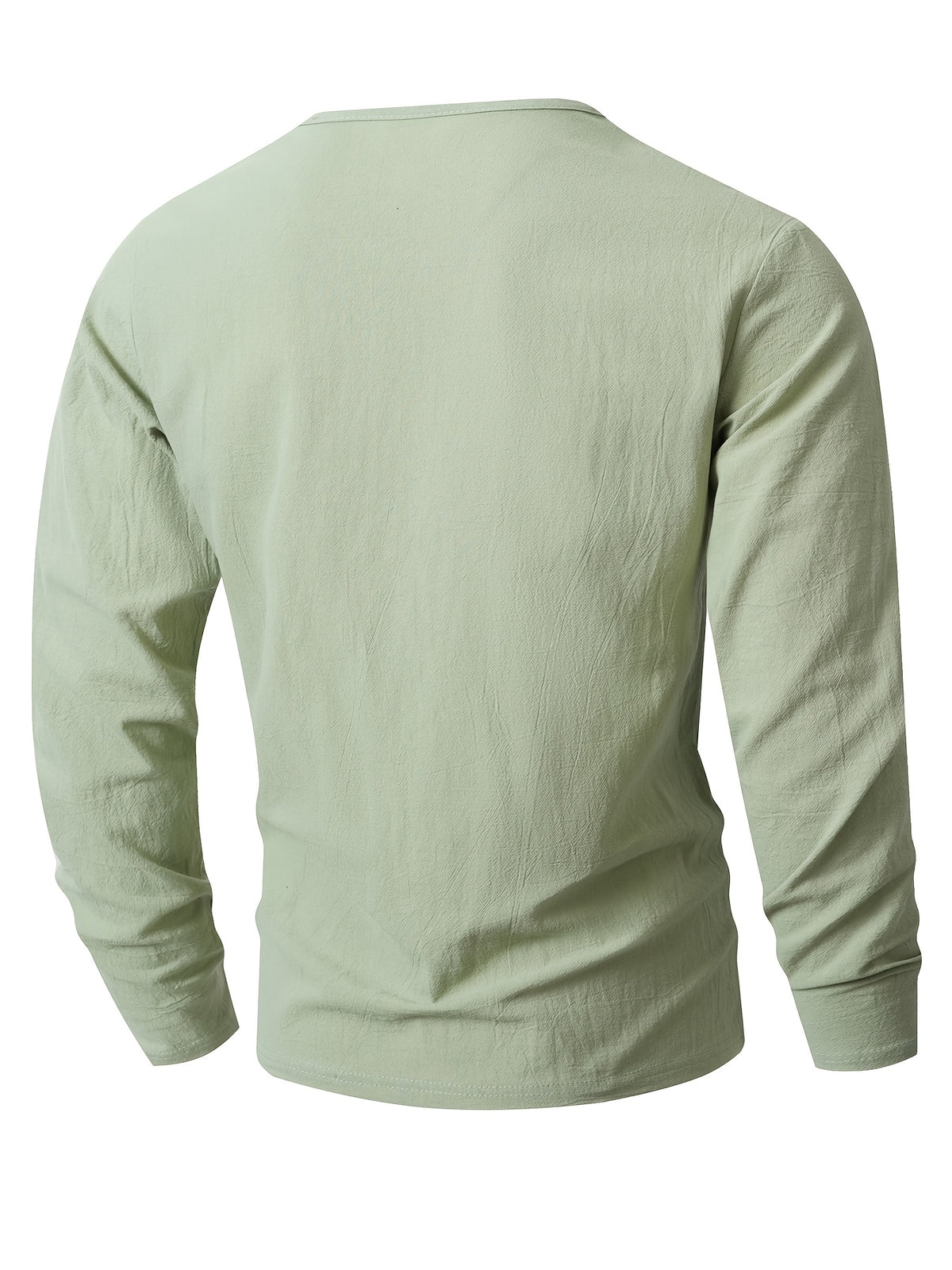 Japanese Texture Pleated Linen Athletic Long Sleeve Men'S Size Large V-Neck Loose Commuter Fitness Outerwear Lightweight Sunscreen Base Layer Summer Non-Stuffy Sunscreen Long Sleeve Loose V-Neck Linen Men'S Casual Athletic T-Shirt - Yellow-green