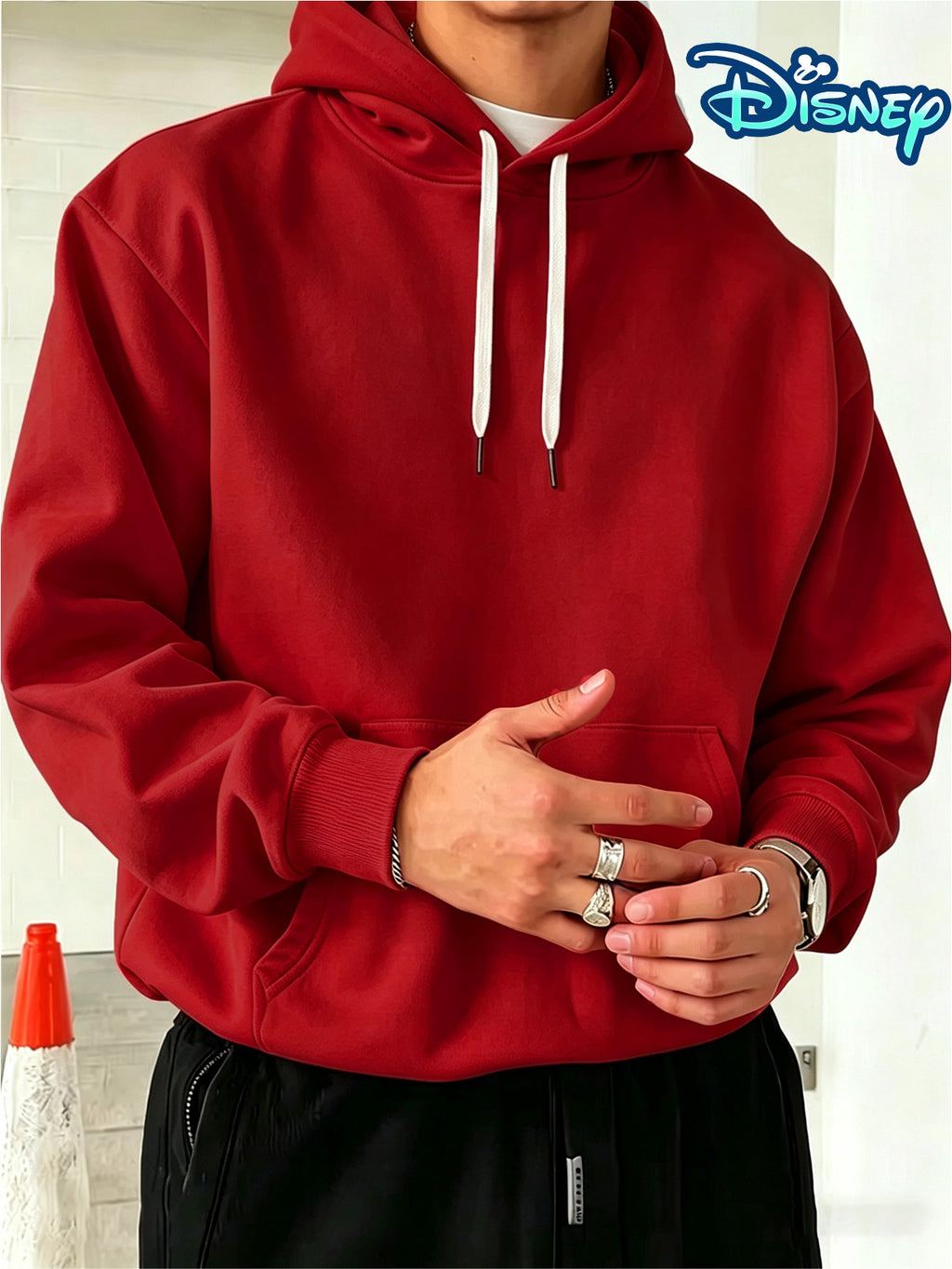 Disney Authorization, Multi-color Hooded Sweater in Fashion Trend, Christmas Night Horror Jack Skull Pattern Printing, Fall Winter Men Loose Long-sleeved Hoodie, Best Choice for Couples, Street Tide Brand Must-wear for Daily Outing - Red
