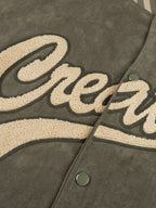 Men'S Casual Fashion Loose Comfortable Breathable Velvet Couple Jacket, All-Match Individual Letter Embroidery Outdoor Sports Baseball Coat, Suitable for Daily Commute Wear, Ideal Gift - fern green