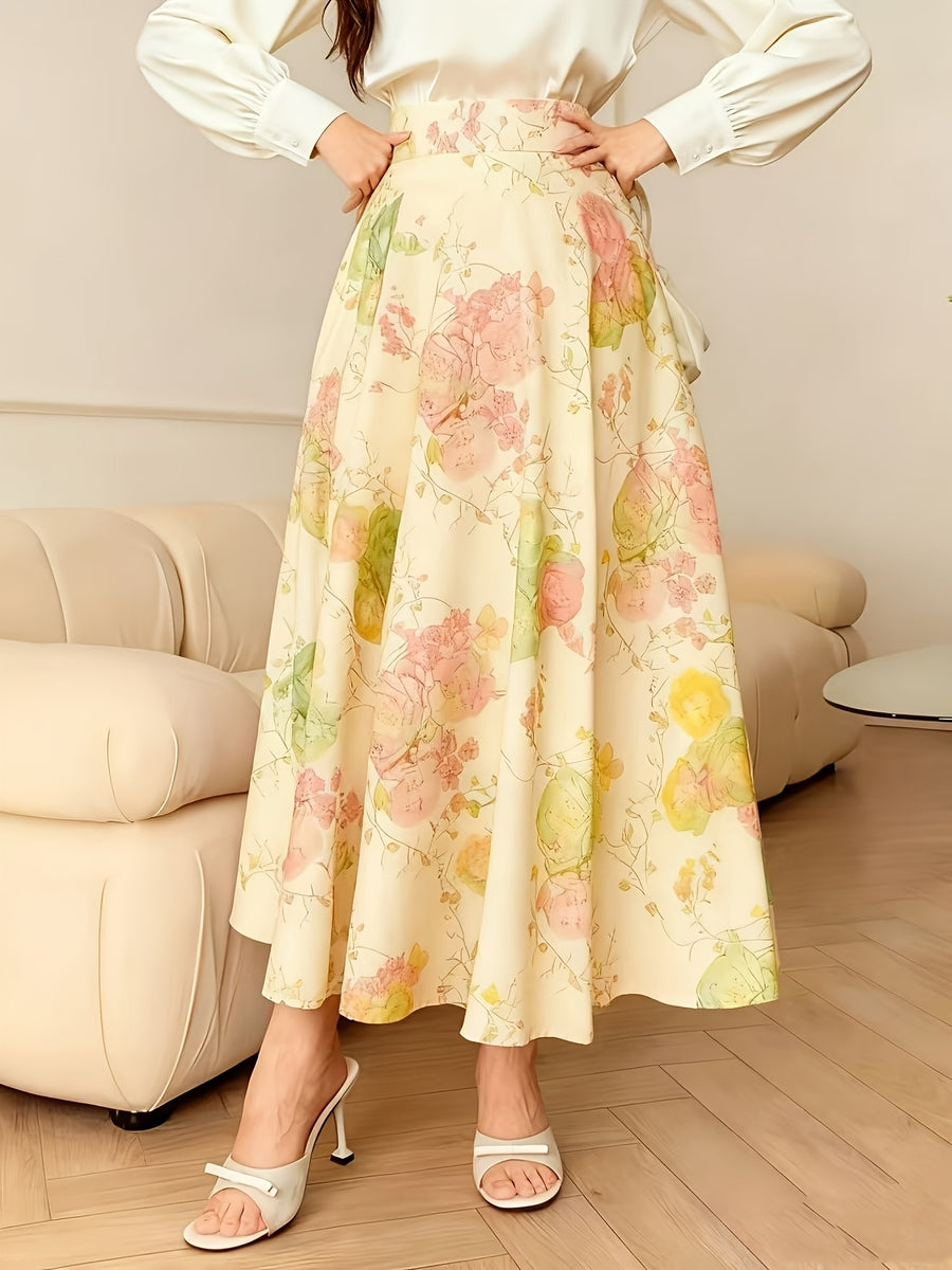 Women's A-Line Skirt with Fashionable Print LL256 - Pink