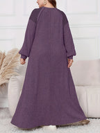 Plus Size, Women's Plus Size Elegant Maxi Dress - Long Sleeve Round Neck H-Line Dress with Wide Hems, All-Season -Length Gown for Weddings, Parties & Casual Attire, Machine Washable (Middle East Collection) - In Stock - Fuchsia