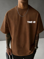 Men's 100% Pure Cotton Comfortable and Breathable T-Shirt, Gym Barbell Print, for All-Season Casual Sports and Fitness - Coffee Brown