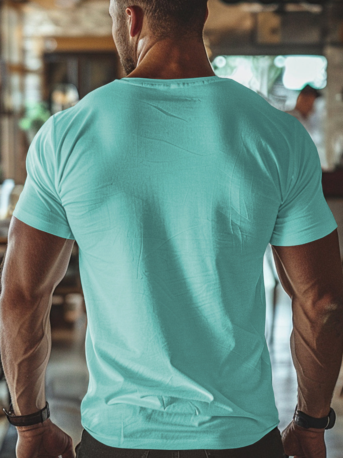 Trendy Printed T-Shirts for Men, Regular Standard Fit Comfortable Short Sleeve Casual Tee, Versatile Everyday Fashion Outfit Top - Lake Blue