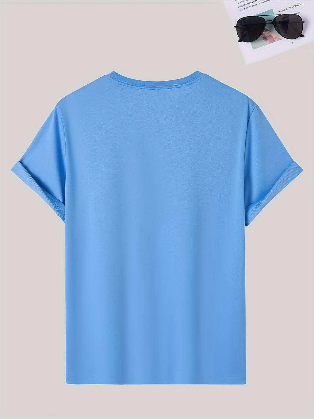 Men's T-Shirt with Letter A Print - Casual Wear - Sky Blue