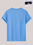 Men's T-Shirt with Letter A Print - Casual Wear - Sky Blue