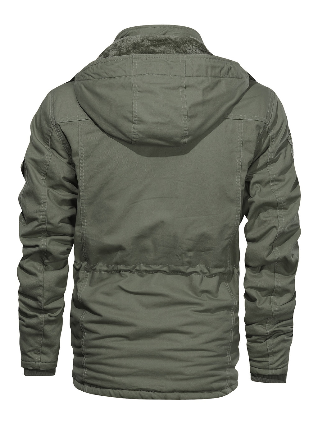 Men'S Heavyweight Winter Jacket Thickened Casual Cargo Detachable Hood Bomber Jacket Stand Collar Zipper Multi-Pockets Warm Coat Thickened Jacket Peacoat - fern green